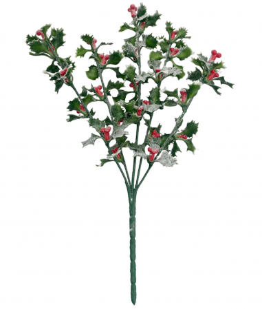 Ornament Craciun cu ilex inzapezit LEXY, 28cm [1]
