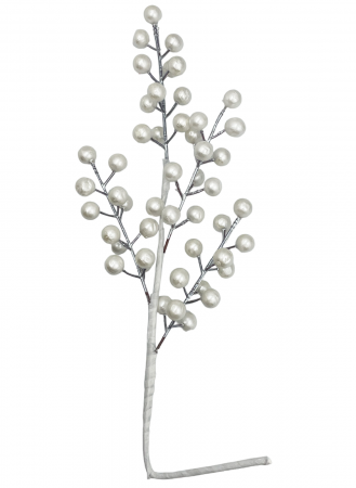Colectia Alb & Argintiu - Ornament Craciun PEARL BERRY, Alb, 40cm