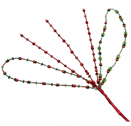 Ornament Craciun Creanga cu margele JOLLY, Rosu/ Verde [1]