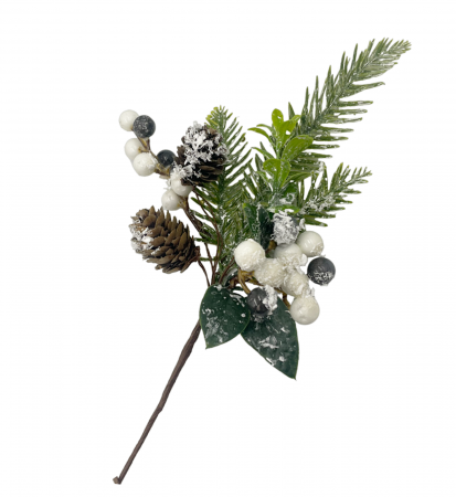 Ornament Craciun HOLLY, Alb, 25cm [2]