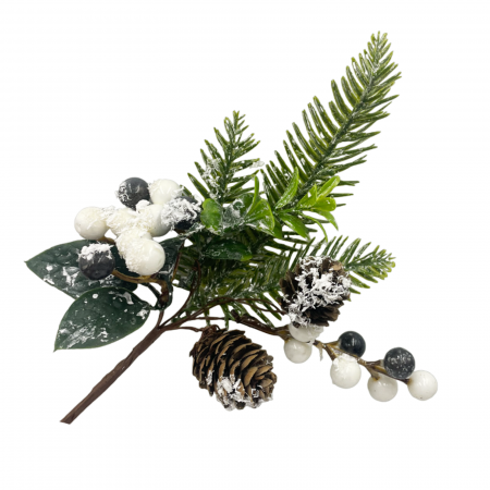 Ornament Craciun HOLLY, Alb, 25cm [1]