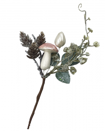CRENGUTE & PICK-URI - Ornament Craciun cu ciupercuta si conuri PEARL, 28cm
