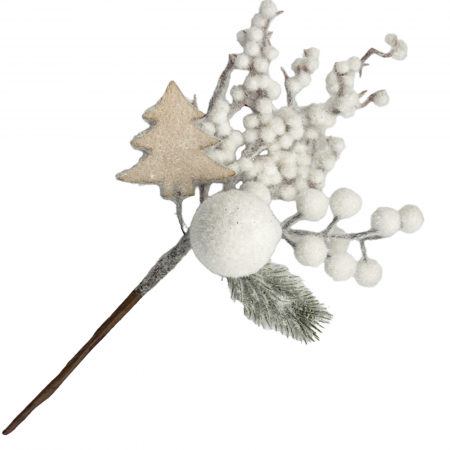 CRENGUTE & PICK-URI - Ornament Craciun cu bobite inzapezite FROSTY, Alb, 30cm