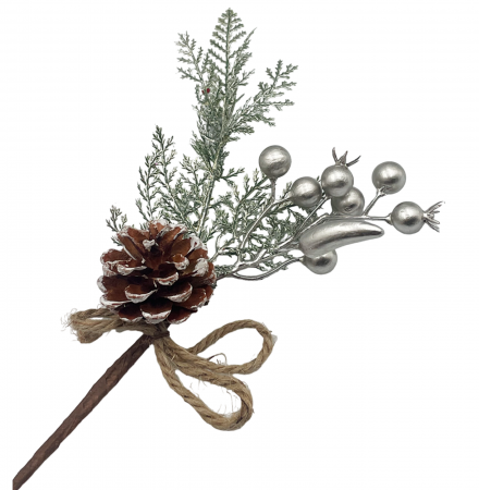 CRENGUTE & PICK-URI - Ornament Craciun cu brad nins JOLLY, Argintiu, 28cm