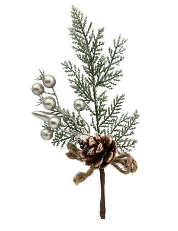 CRENGUTE & PICK-URI - Ornament Craciun cu brad nins JOLLY, Argintiu, 28cm