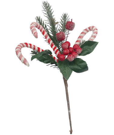 Ornament Craciun cu brad si acadele ALICE, Rosu, 28cm [1]