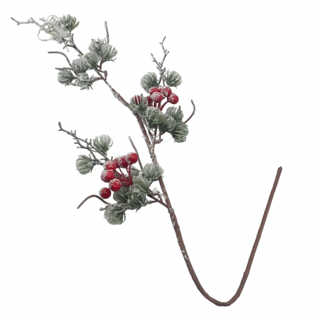 Ornament Craciun cu zada si bobite rosii BRIGHT, 70cm [1]