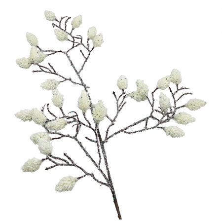 CRENGUTE & PICK-URI - Ornament Craciun cu conuri albe CHILLY, 60cm