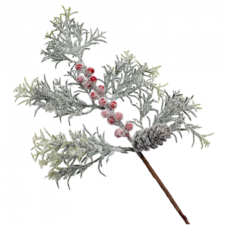 CRENGUTE & PICK-URI - Ornament Craciun cu con si bobite ninse ICY, 55cm