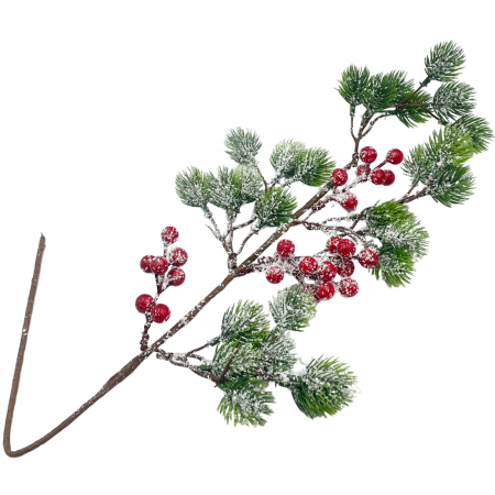 CRENGUTE & PICK-URI - Ornament Craciun cu brad si bobite rosii BRIGHT, 60cm