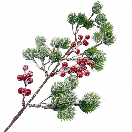 Ornament Craciun cu brad si bobite rosii BRIGHT, 60cm [1]