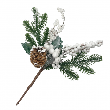 CRENGUTE & PICK-URI - Ornament Craciun cu brad si bobite ALICE, Alb, 27cm