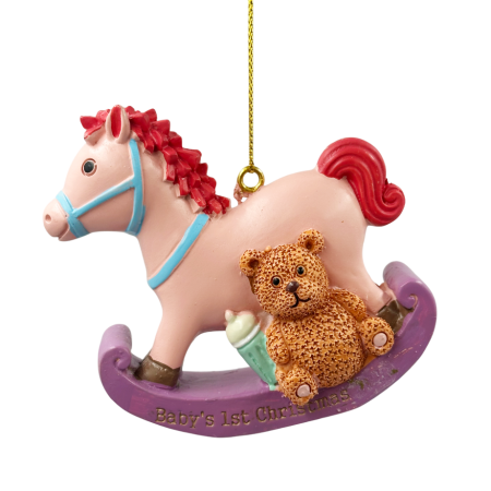 Colectia Clasic - Ornament Craciun - Calut balansoar cu ursulet LOLLIPOP