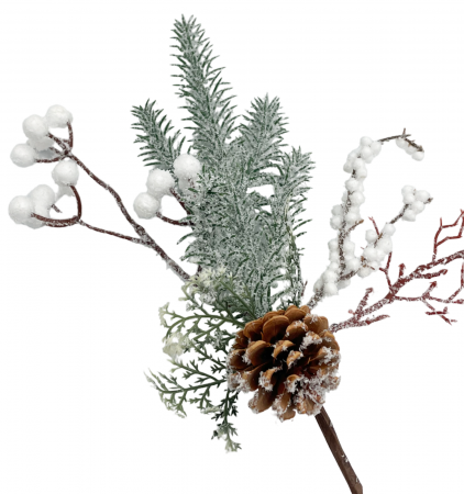 Ornament Craciun cu brad nins FREEZY, Alb, 35cm [1]