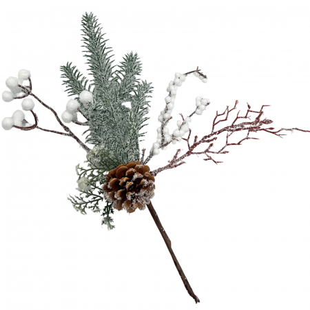 CRENGUTE & PICK-URI - Ornament Craciun cu brad nins FREEZY, Alb, 35cm