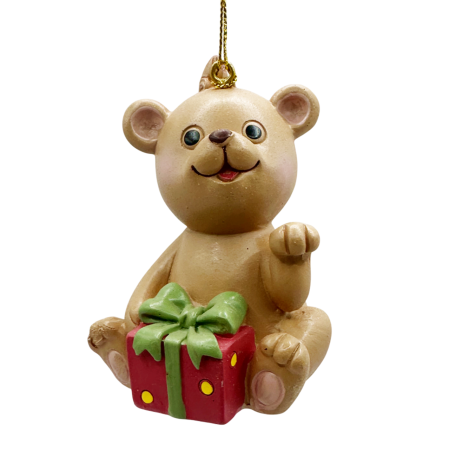 Colectia Clasic - Ornament Craciun - Ursulet maro cu cadou TEDDY
