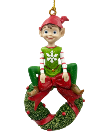 Colectia Clasic - Ornament Craciun - Elf pe coronita TWIGGY