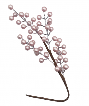 Colectia Roz & Mov - Ornament Craciun PEARL BERRY, Roz, 40cm