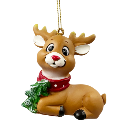 Colectia Clasic - Ornament Craciun - Ren cu bradut si fular JINGLE