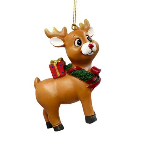 Ornament Craciun - Ren cu coronita si cadou JINGLE [1]