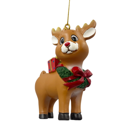 Colectia Clasic - Ornament Craciun - Ren cu coronita si cadou JINGLE