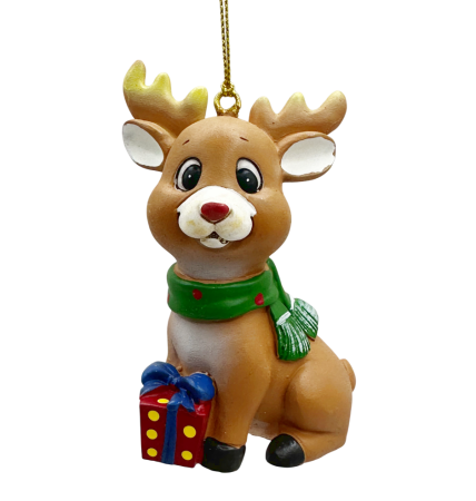 Ornament Ren cu fular roșu – decor adorabil de Crăciun [1]