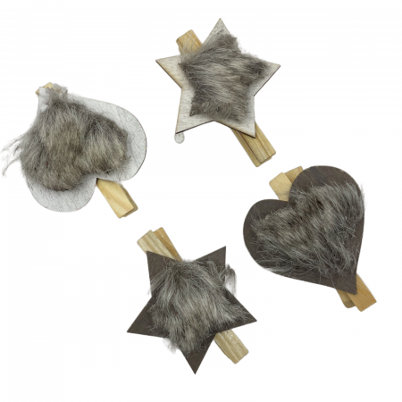 Colectia Sampanie & Crem & Ivoire - Set 4 Carlige decor Craciun FLUFFY