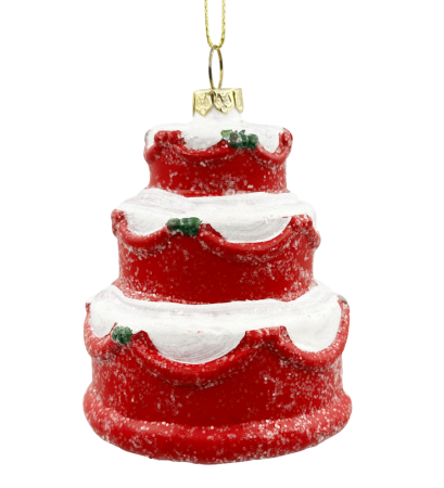 GLOBURI & FLORI DE BRAD - Ornament Tortulet JOY - Decoratiune Craciun, Rosu, 10cm