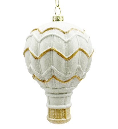 Colectia Alb & Argintiu - Glob decorațiune brad Craciun - Balon Alb auriu cu Sclipici