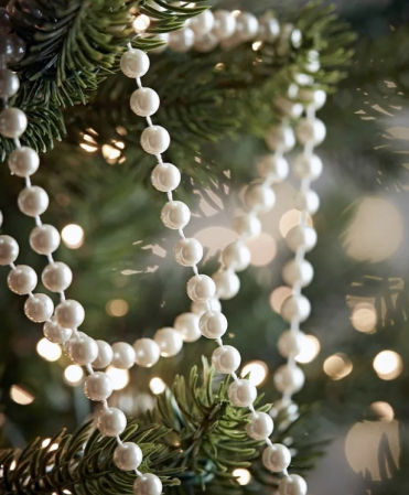 Colectia Alb & Argintiu - Ghirlandă decorativă cu perle albe SHINY