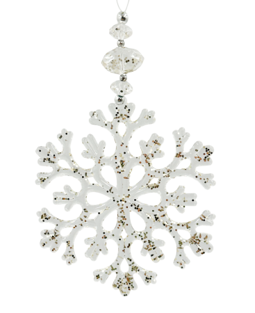 Colectia Auriu & Maro & Aramiu - Ornament fulg de nea alb cu sclipici auriu și mărgele cristaline