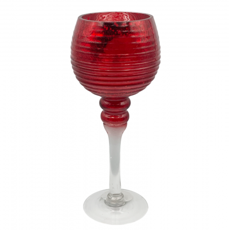 Aromaterapie - Pahar din sticla - Suport pentru lumanare GLAM, Rosu, 13x40cm
