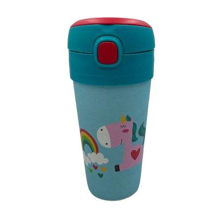 Pahar de voiaj, Dino, 350ml, Bambus, Cu pai [1]