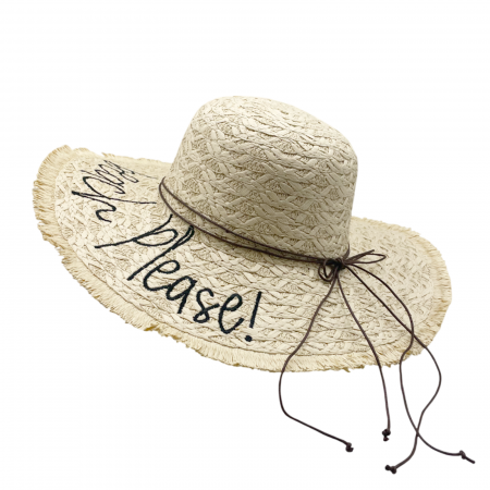 Evantaie & Palarii & Umbrele De Soare - Palarie de soare BEACH PLEASE pentru femei, Paie, Bej