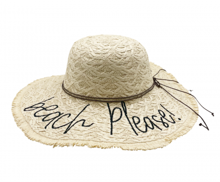 Palarie de soare BEACH PLEASE pentru femei, Paie, Bej [1]