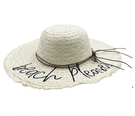 Palarie de soare BEACH PLEASE pentru femei, Paie, Crem [1]