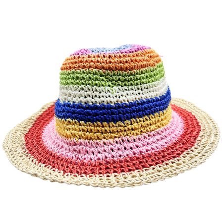 Palarie de paie BUCKET pentru femei, Rosu/ Multicolor [2]