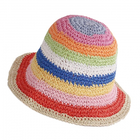 Evantaie & Palarii & Umbrele De Soare - Palarie de soare BUCKET pentru femei, Paie, Bej/ Multicolor