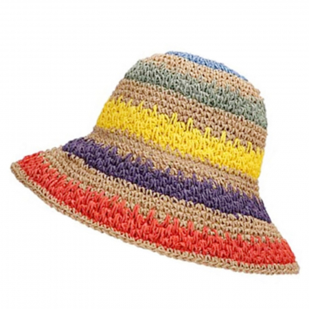 Evantaie & Palarii & Umbrele De Soare - Palarie de soare BUCKET pentru femei, Paie, Maro/ Multicolor
