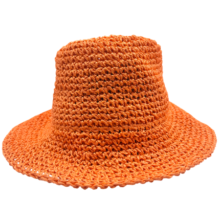 Palarii De Vara - Palarie portocalie de paie BUCKET pentru femei