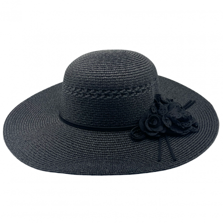 Palarie de soare EVELYN pentru femei, Paie, Negru [1]