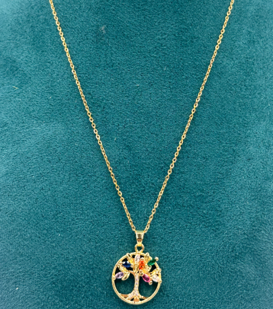 Pandantiv Copacul Vietii din zirconiu CAMILLE cu cristale si lantisor auriu [1]