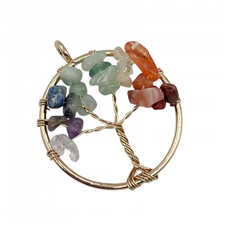 FASHION - Pandantiv Pomul Vietii cu pietre CHAKRA, 5cm