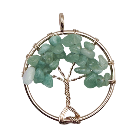 Brose & Pandantive - Pandantiv Pomul Vietii auriu cu pietre semipretioase aventurin