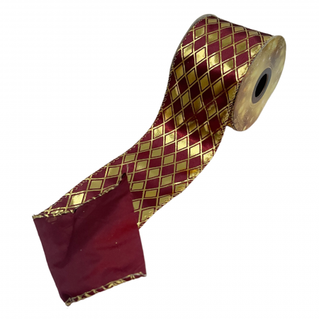 Panglica brad Craciun DIAMONDS, Burgundy/ Auriu, 6x270cm [1]