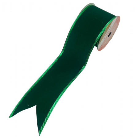 Panglica brad Craciun VELVET, Verde inchis, 6x270cm [1]