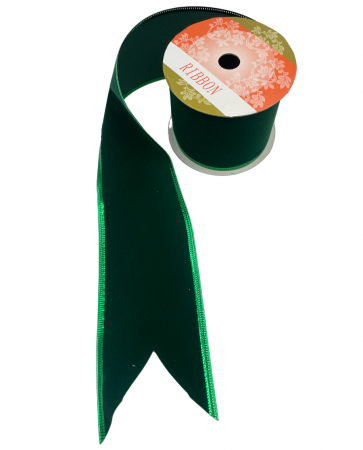 Panglica brad Craciun VELVET, Verde inchis, 6x270cm [2]