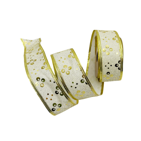 Colectia Auriu & Maro & Aramiu - Panglica decorativa aurie cu sclipici GOLDIE - Decor Brad Craciun