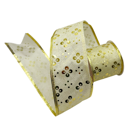 Colectia Auriu & Maro & Aramiu - Panglica decorativa aurie cu sclipici GOLDIE - Decor Brad Craciun