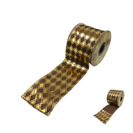 Panglica brad Craciun DIAMONDS, Maro/ Auriu, 6x270cm [1]